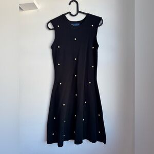 🎉 Elegant Black Sleeveless Dress with Pearl Accents